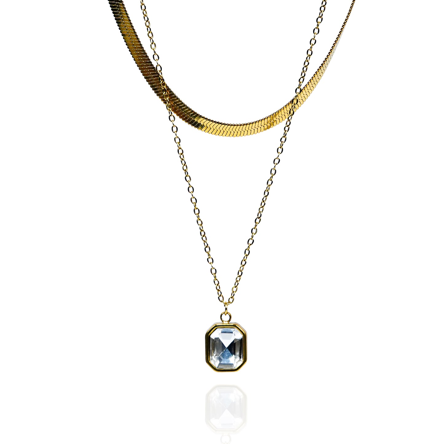 Aanura Dual Layer Pendant Chain Necklace