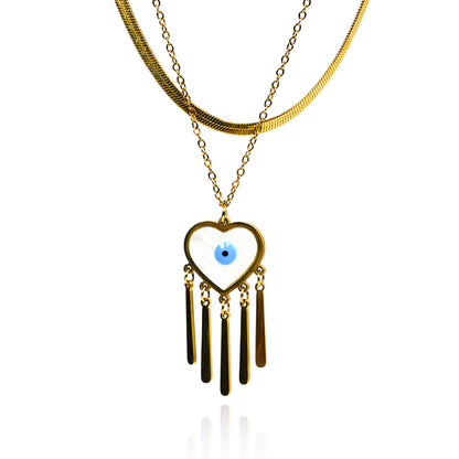 Aanura Evil Eye Heart Layered Pendant Necklace