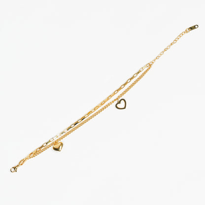 Aanura Heart Charm Gold Plated Chain Bracelet