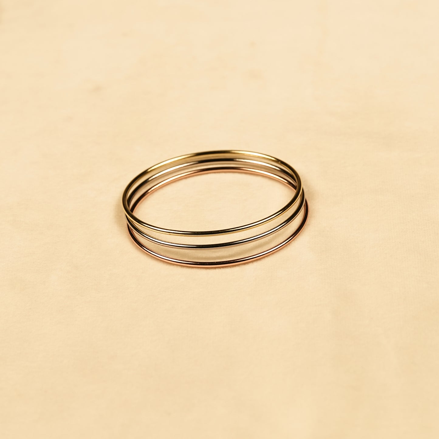 Aanura Trio Tone Minimal Slip-On Bracelet Set