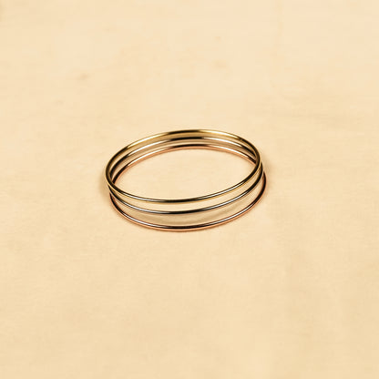 Aanura Trio Tone Minimal Slip-On Bracelet Set