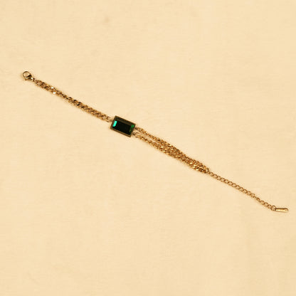 Aanura Rectangular Stone Adjustable Chain Bracelet