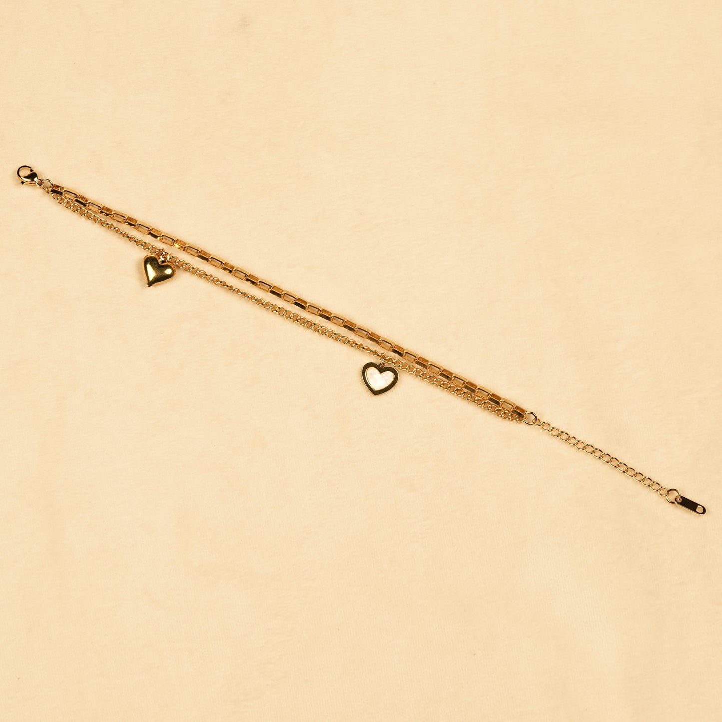 Aanura Heart Charm Gold Plated Chain Bracelet