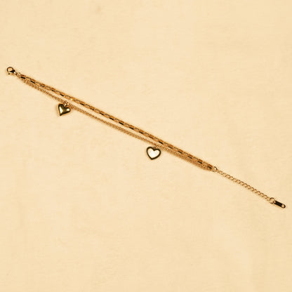 Aanura Heart Charm Gold Plated Chain Bracelet
