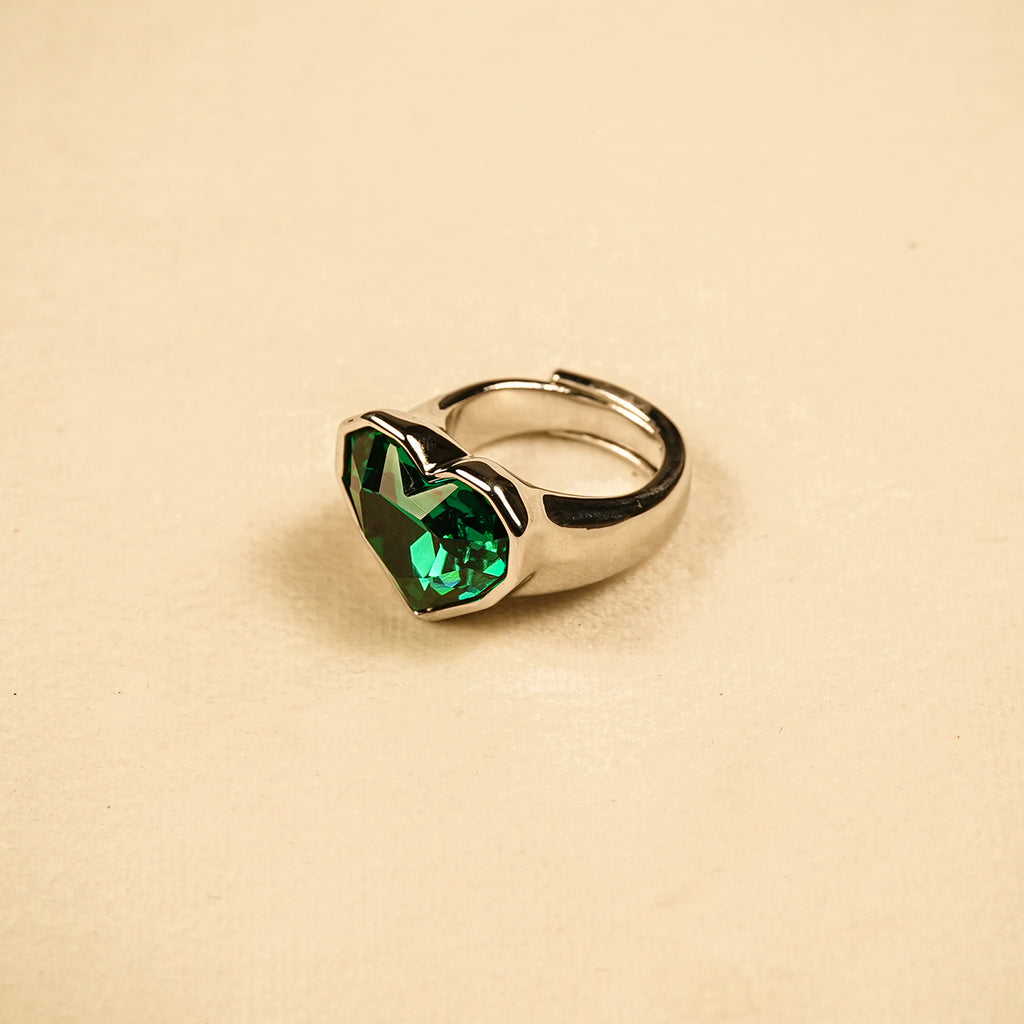 Aanura Heart Crystal Adjustable Statement Ring