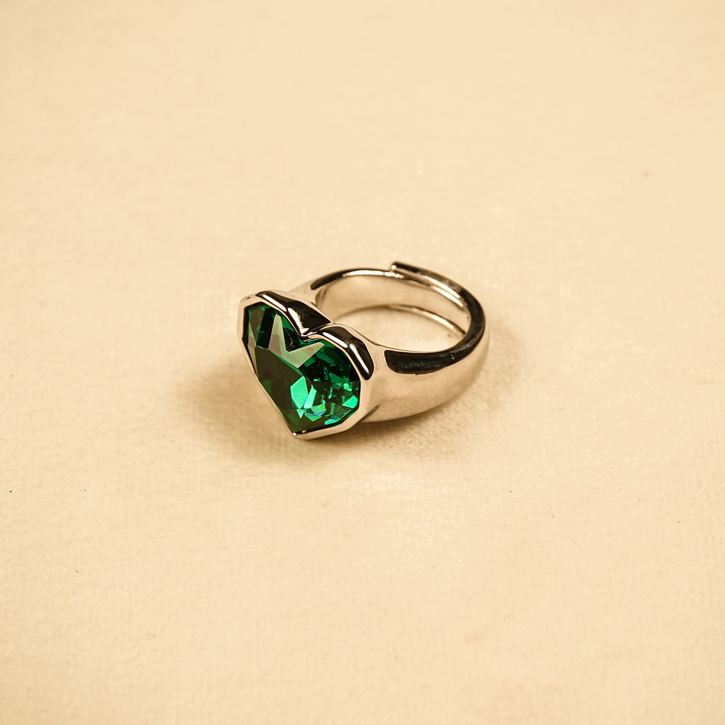 Aanura Heart Crystal Adjustable Statement Ring