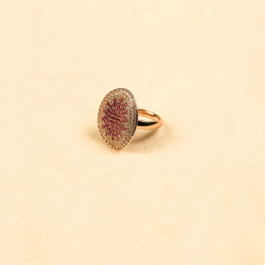 18K Gold Plated Oval Crystal Anti-Tarnish Waterproof Ring