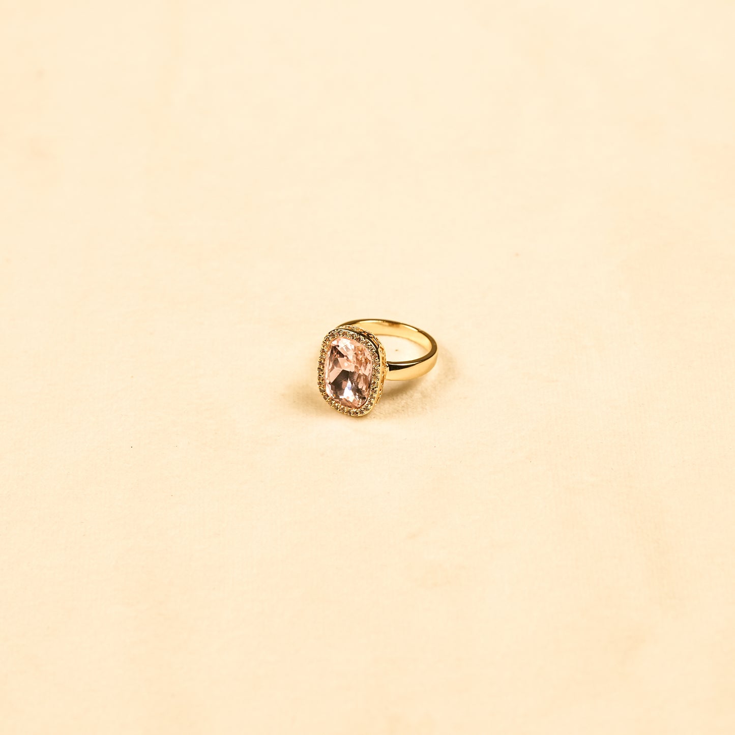 Aanura Pink Shield-Cut Crystal Statement Ring