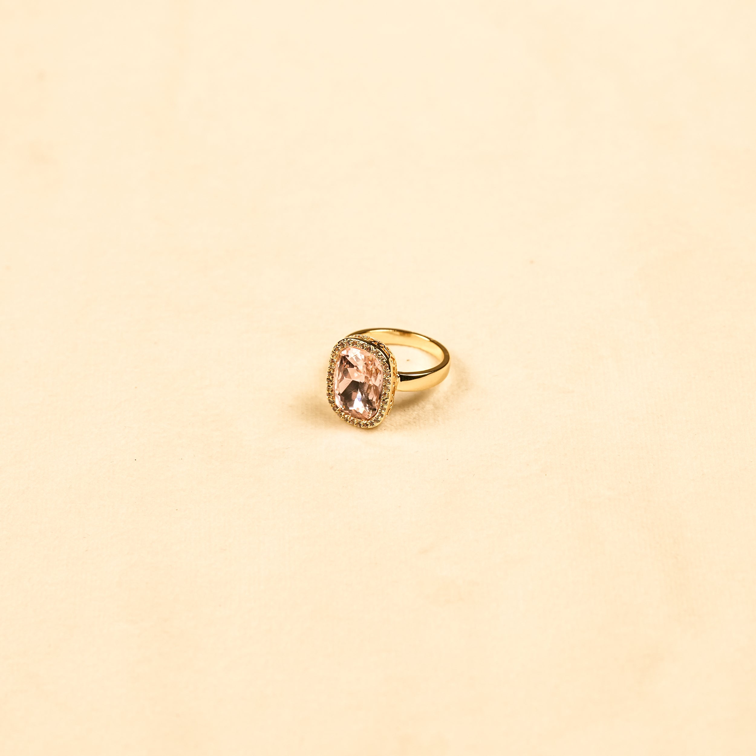 Aanura Pink Shield-Cut Crystal Statement Ring