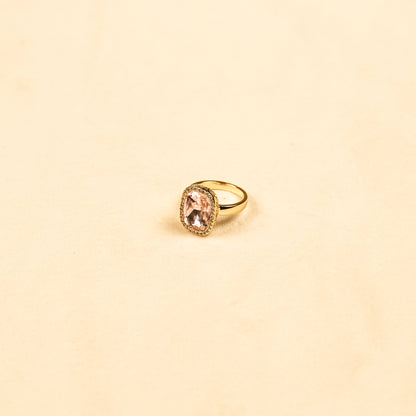 Aanura Pink Shield-Cut Crystal Statement Ring