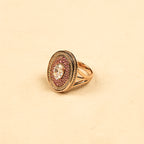 18K Gold Plated Oval Halo Anti-Tarnish Waterproof Ring