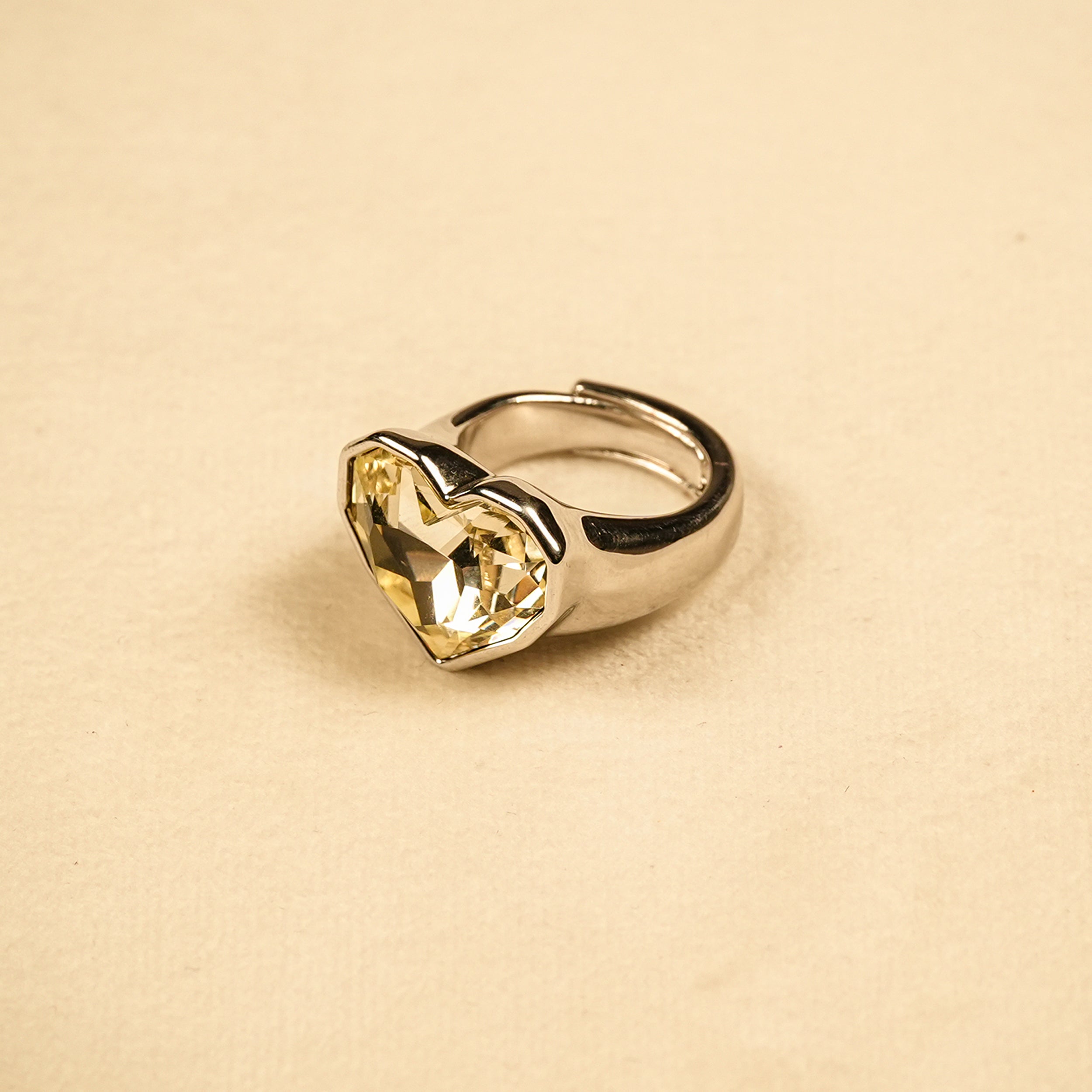 Aanura Heart Crystal Adjustable Statement Ring