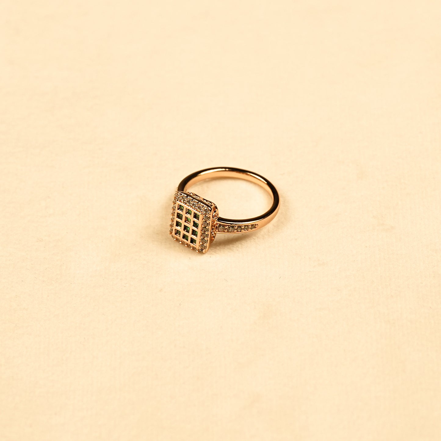 Aanura Gold Plated Square Stone Ring for Women