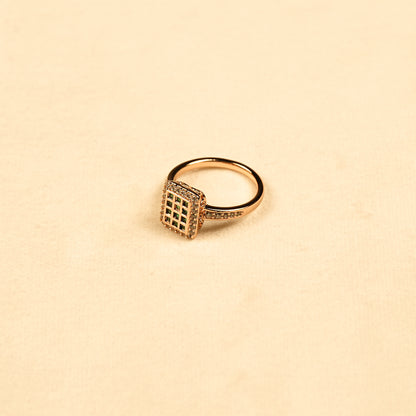 Aanura Gold Plated Square Stone Ring for Women