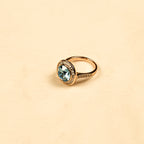 18K Gold Plated Blue Crystal Anti-Tarnish Waterproof Ring