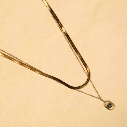 Aanura Dual Layer Pendant Chain Necklace