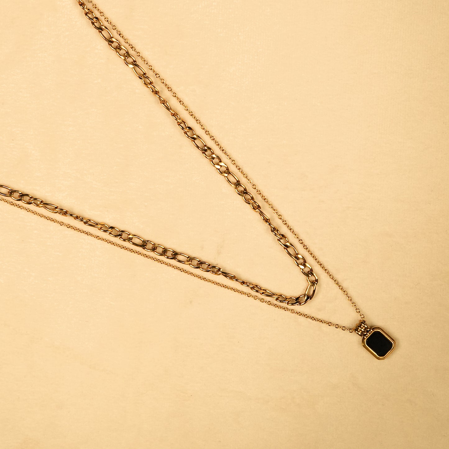 Aanura Noir Duo Layered Chain Necklace