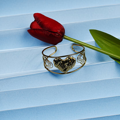 Aanura Sculpted Leaf Open Cuff Bracelet