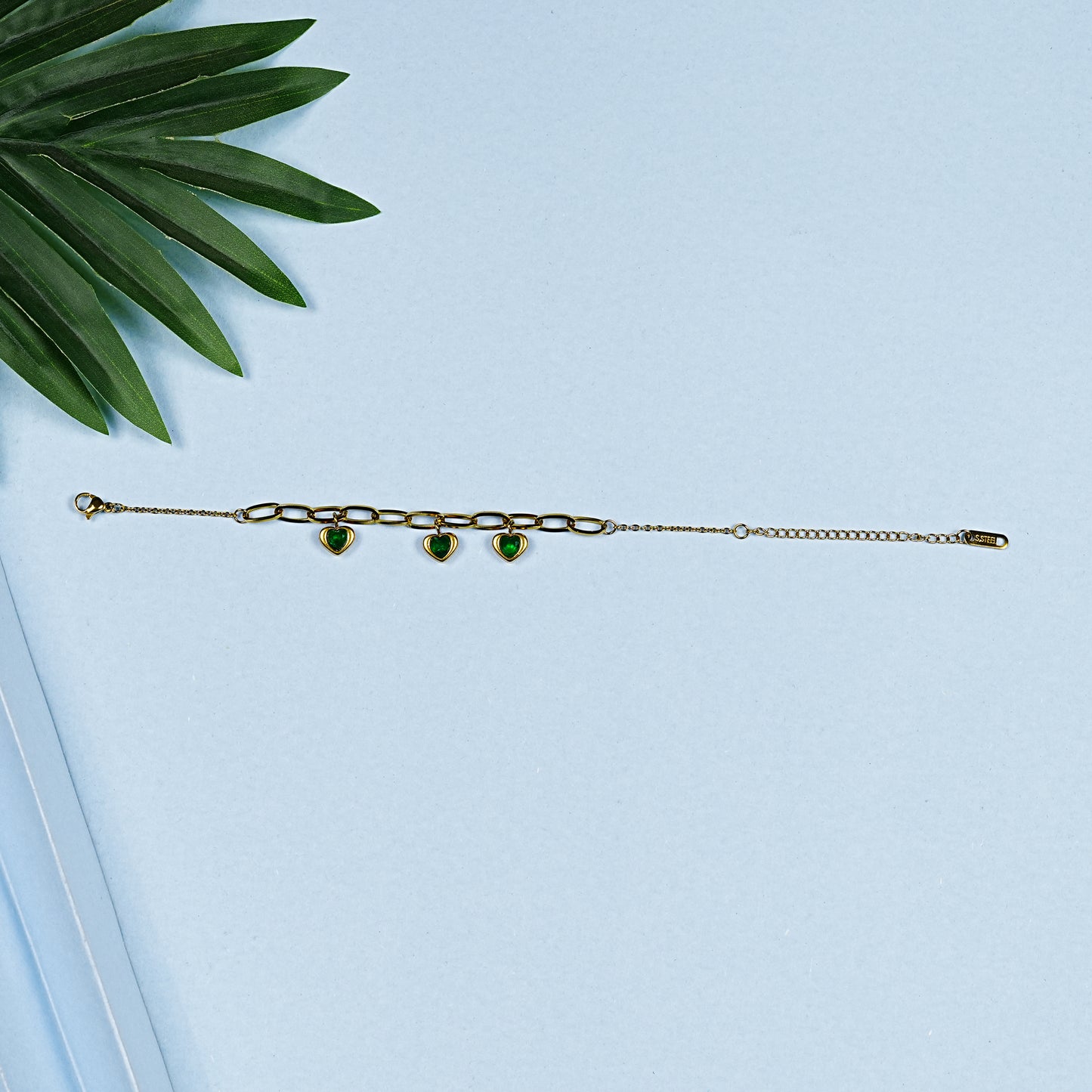 Aanura Triple Heart Charm Gold Plated Bracelet