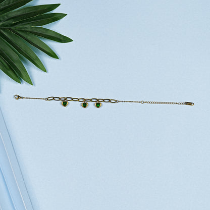 Aanura Triple Heart Charm Gold Plated Bracelet