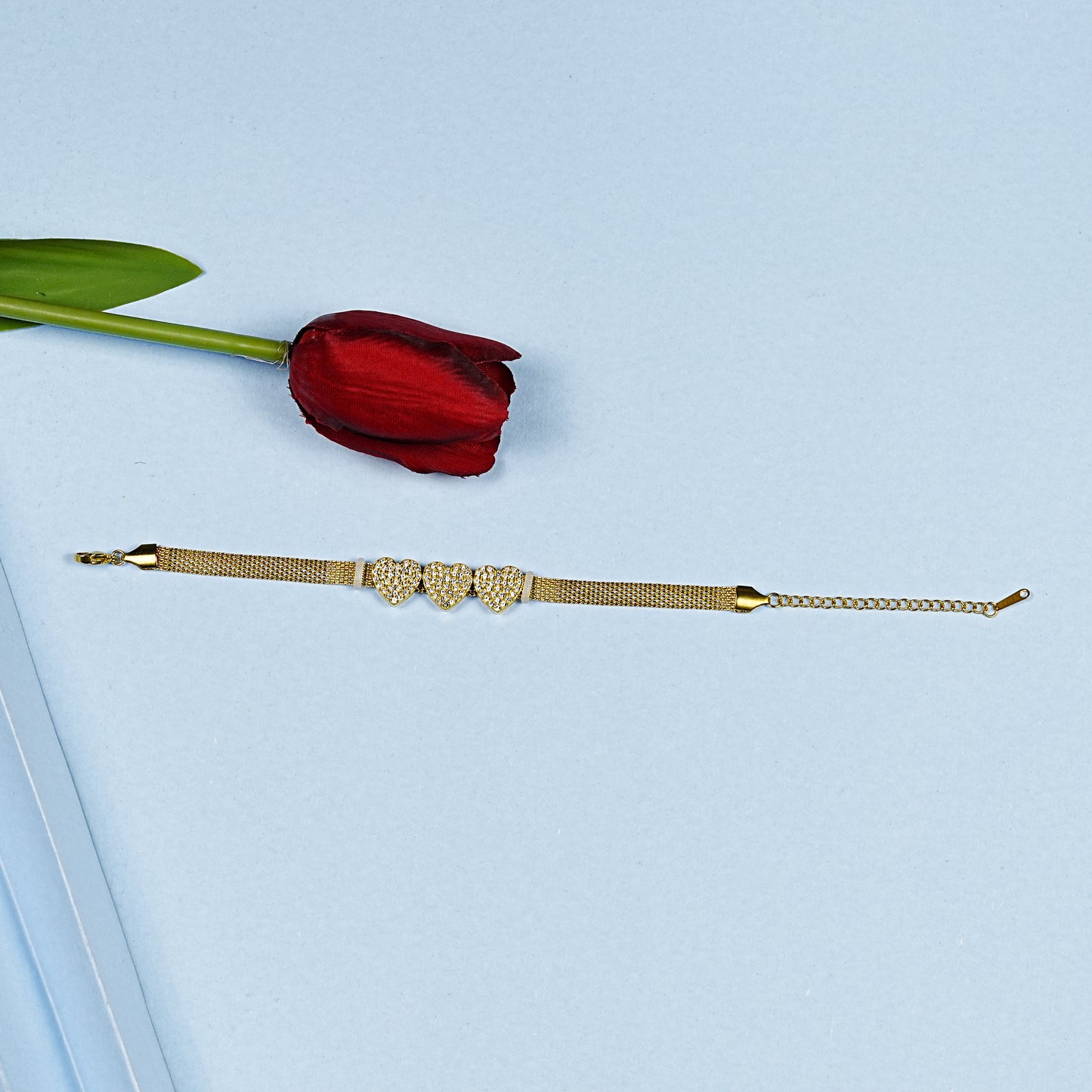 Aanura Triple Heart Mesh Adjustable Bracelet