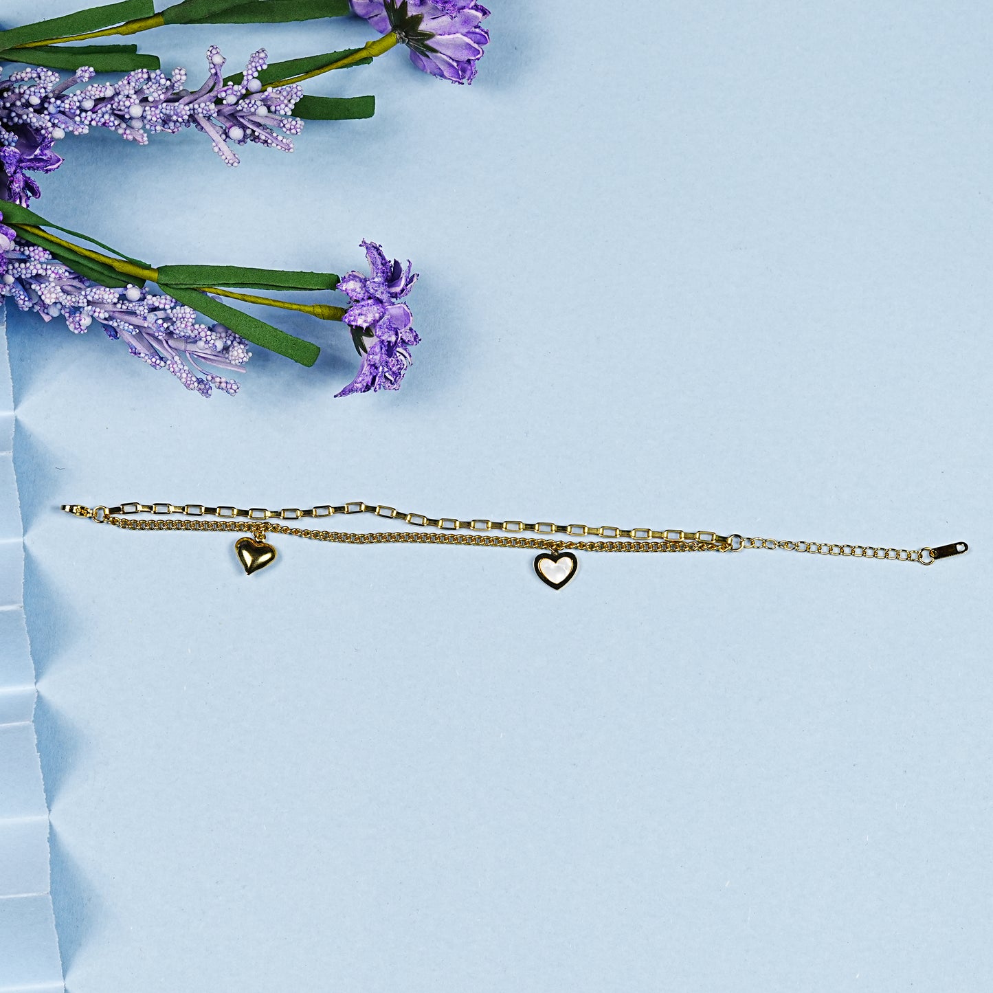 Aanura Heart Charm Gold Plated Chain Bracelet