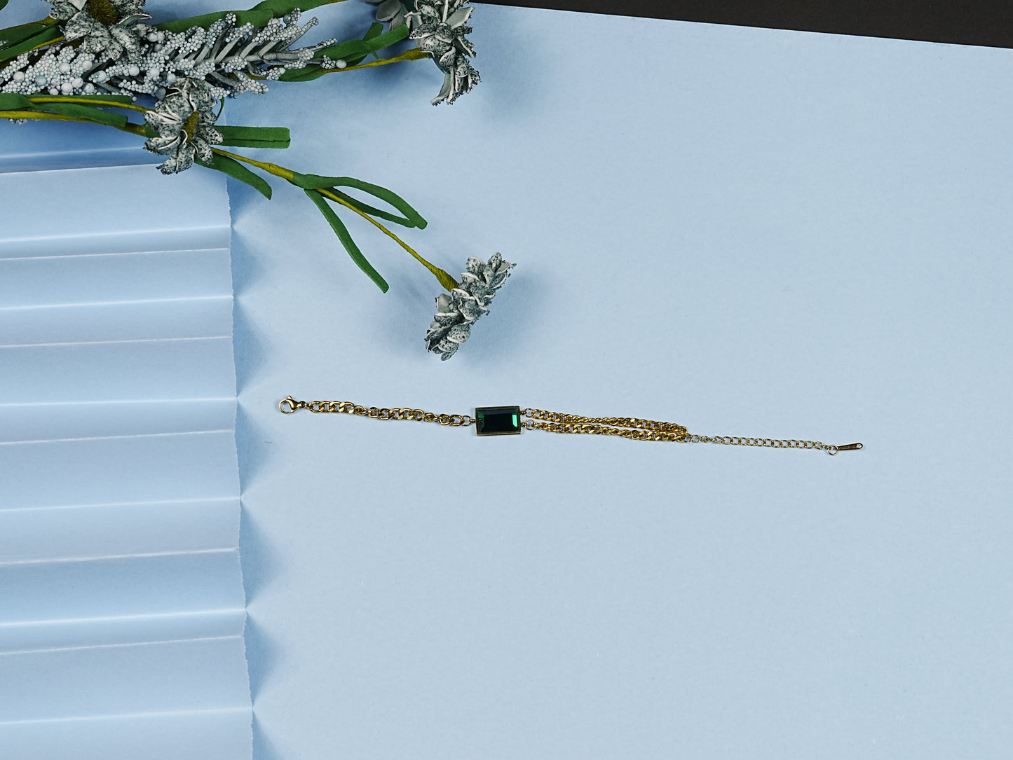 Aanura Rectangular Stone Adjustable Chain Bracelet