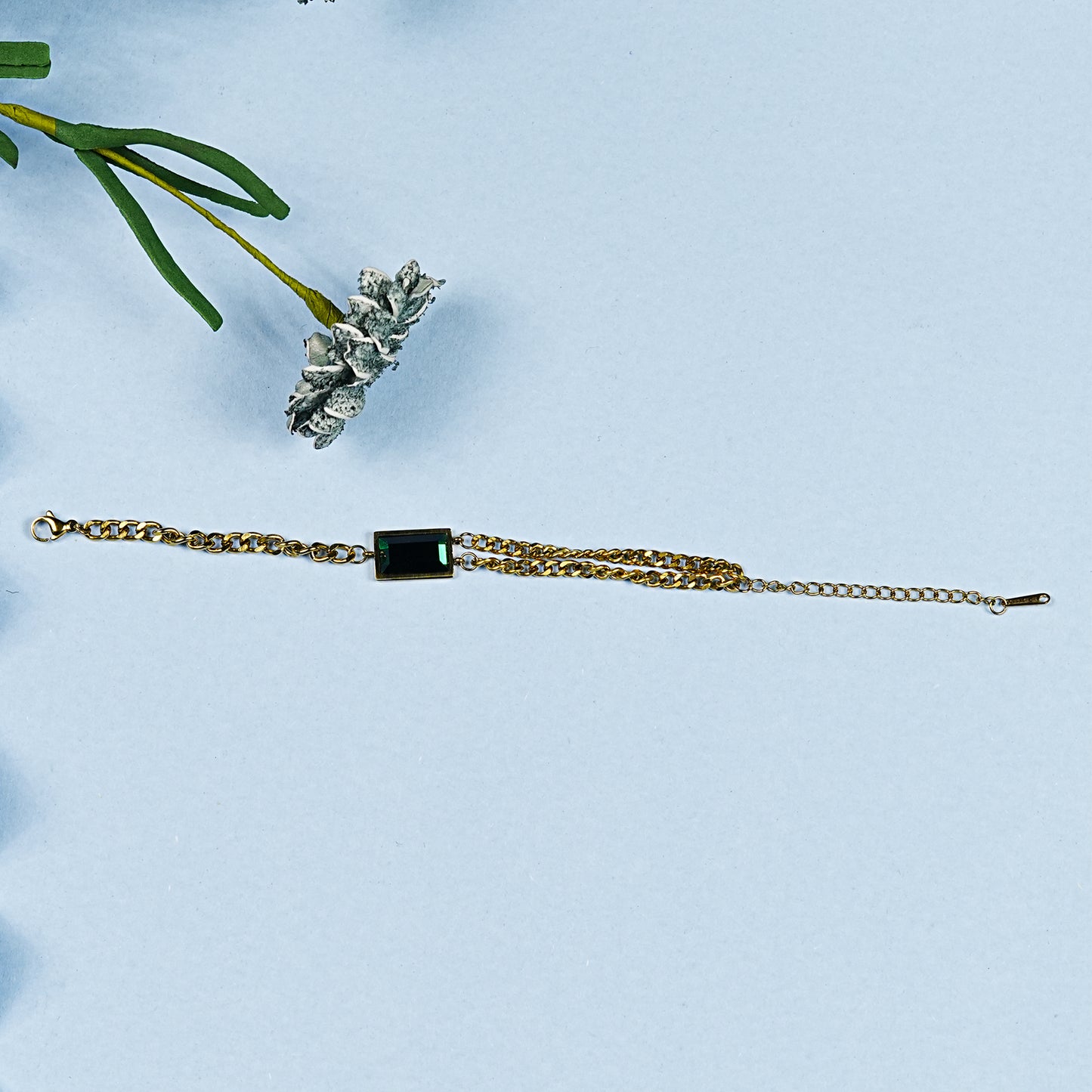 Aanura Rectangular Stone Adjustable Chain Bracelet