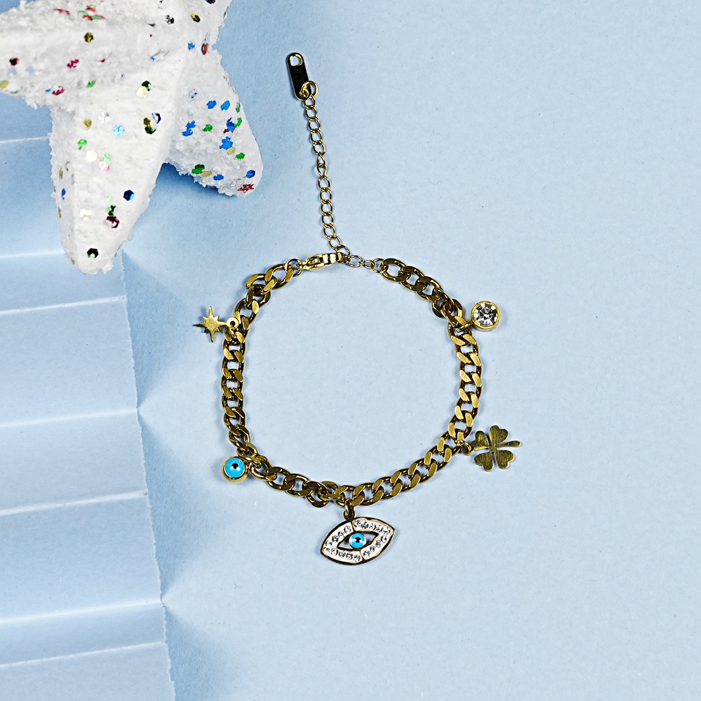 Aanura Evil Eye Charm Adjustable Chain Bracelet
