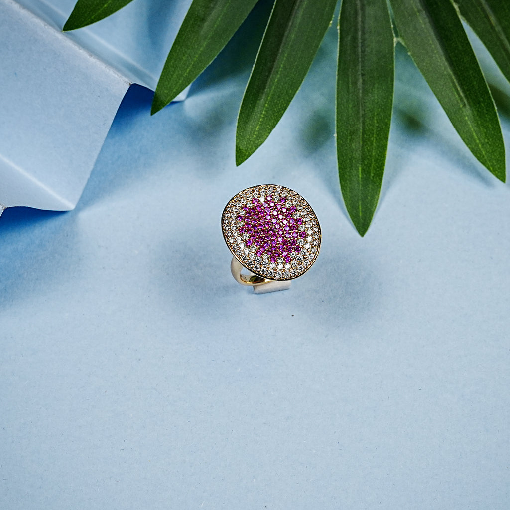 18K Gold Plated Oval Crystal Anti-Tarnish Waterproof Ring