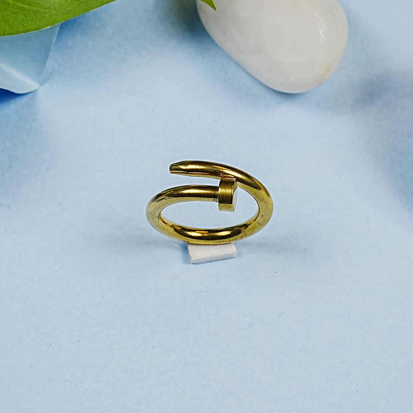 Aanura Gold Tone Modern Nail Ring for Women