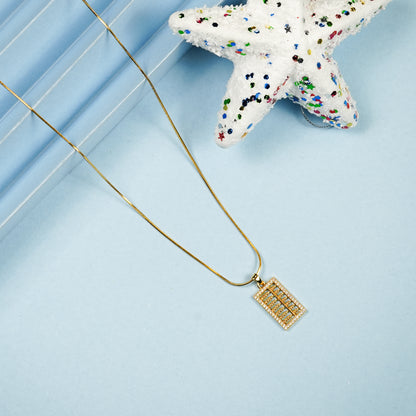 Aanura Geometric Grid Pendant Necklace