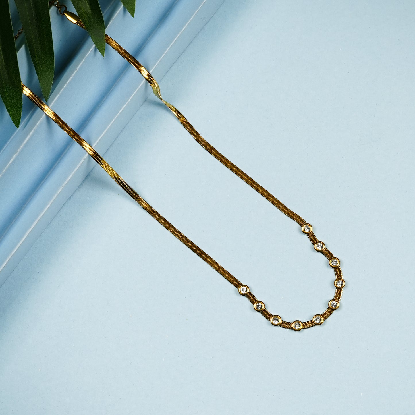 Aanura Minimal Stone Curve Adjustable Necklace
