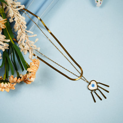 Aanura Evil Eye Heart Layered Pendant Necklace