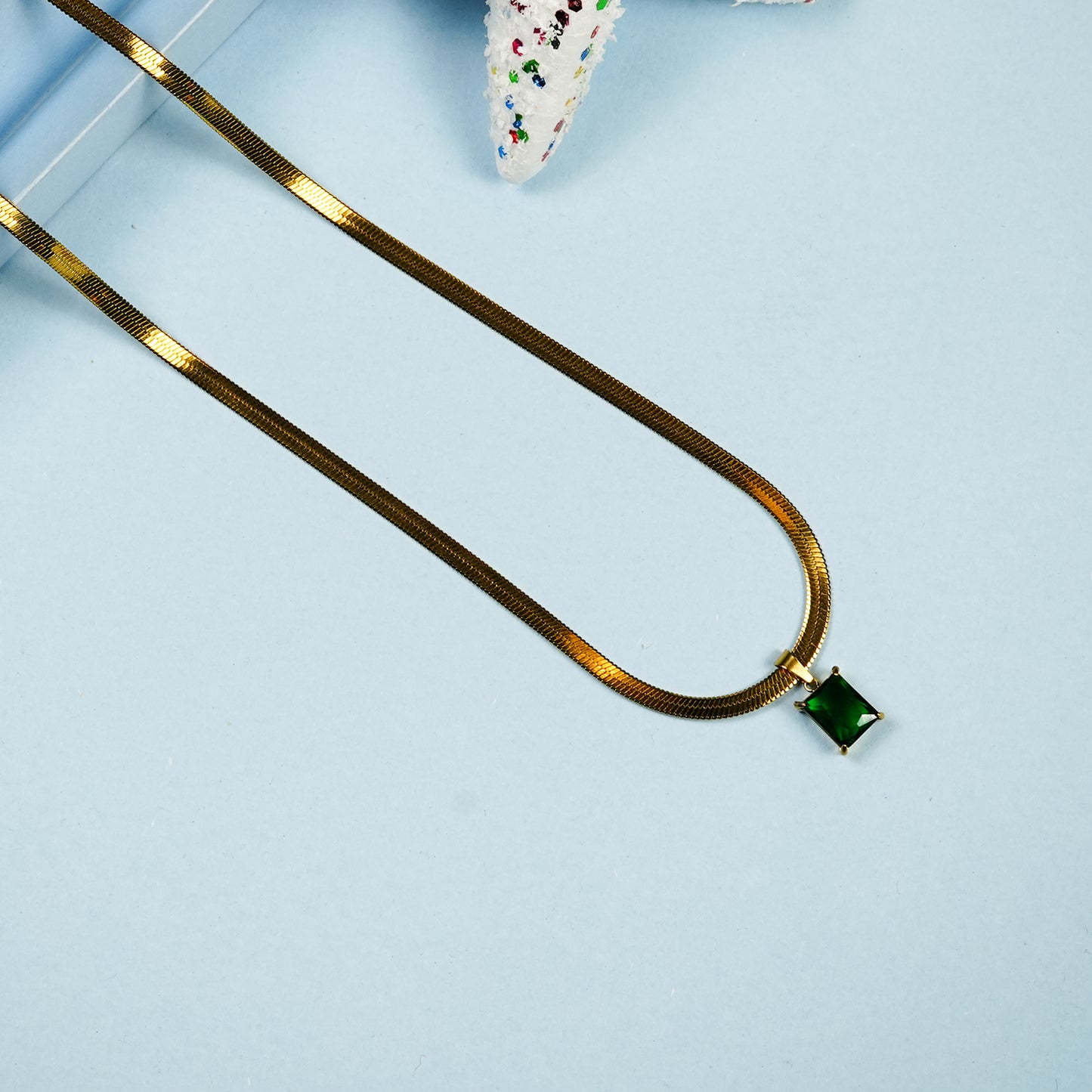 Aanura Square Drop Minimal Pendant Necklace