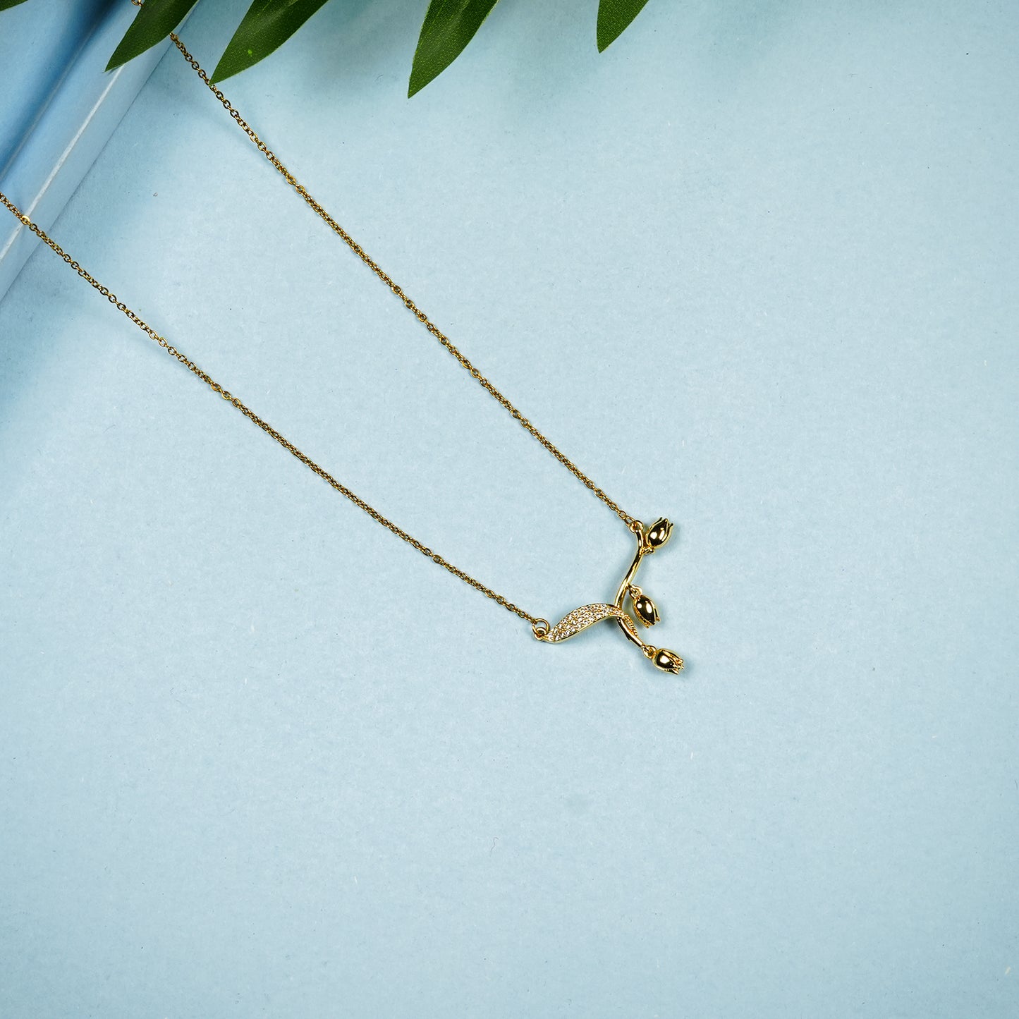 Aanura Petal Drop Minimal Pendant Necklace