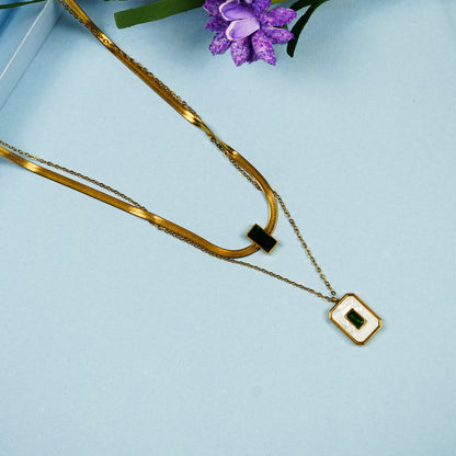 Aanura Emerald Square Dual-Layer Necklace