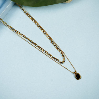 Aanura Noir Duo Layered Chain Necklace
