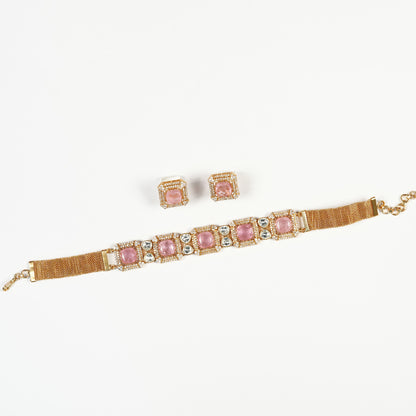 Aanura Green Square-Cut Stone Choker Necklace Set