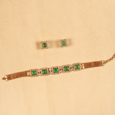 Aanura Green Square-Cut Stone Choker Necklace Set