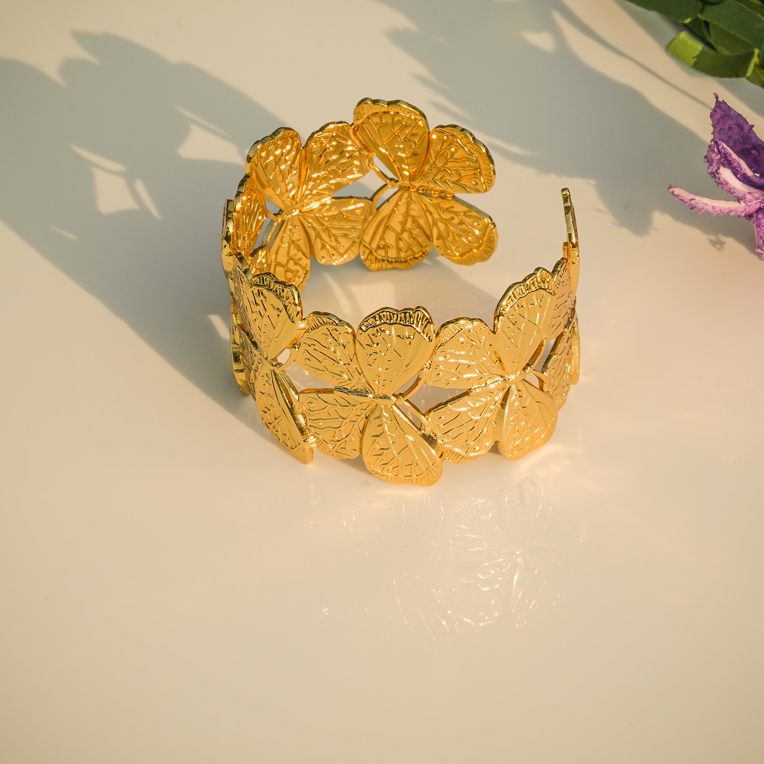 Aanura Golden Butterfly Cuff Bracelet