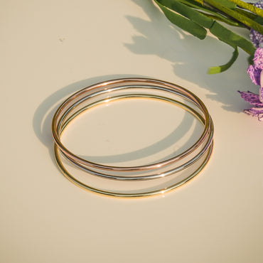 Aanura Trio Tone Minimal Slip-On Bracelet Set