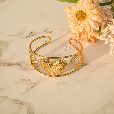Aanura Sculpted Leaf Open Cuff Bracelet