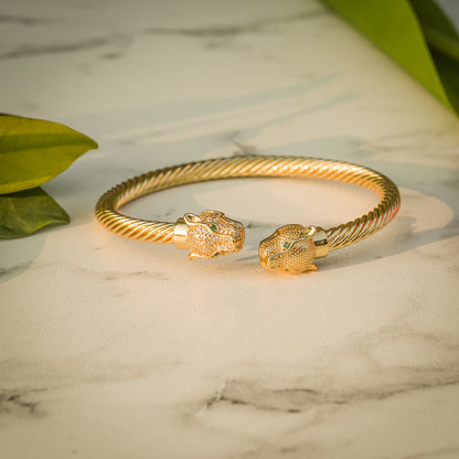Aanura Twin Panther Rope C cuff Bracelet