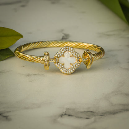 Aanura Luxe Clover Lock Statement Bracelet