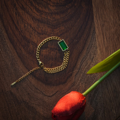 Aanura Rectangular Stone Adjustable Chain Bracelet