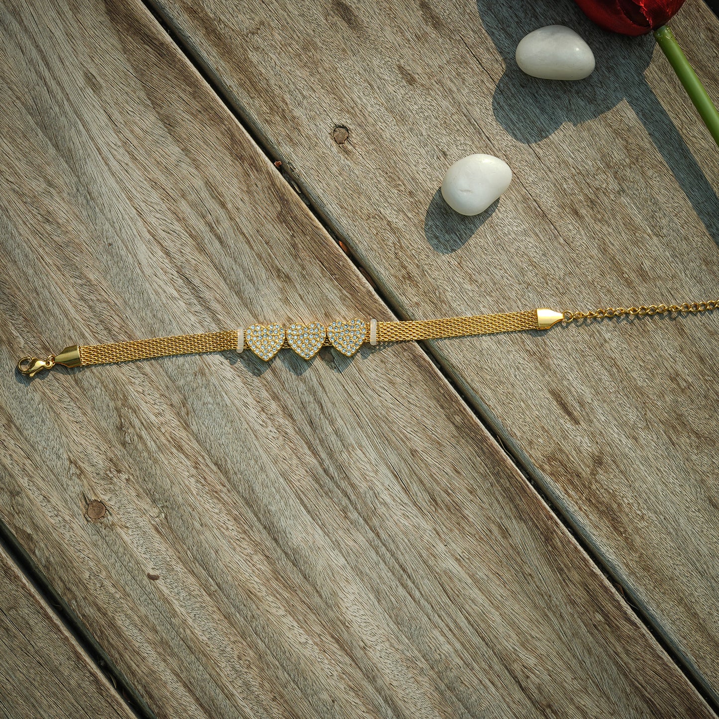 Aanura Triple Heart Mesh Adjustable Bracelet