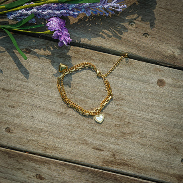Aanura Heart Charm Gold Plated Chain Bracelet