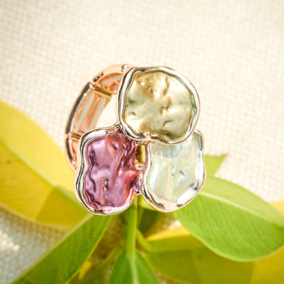 Aanura Multicolor Petal Ring & Pearl Finish