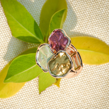 Aanura Multicolor Petal Ring & Pearl Finish